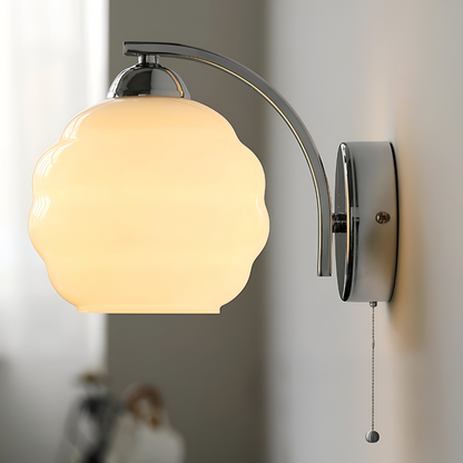 MilkyLume – Artistic Art Deco Style Wall Light in Milk Glass & Metal