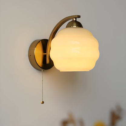 MilkyLume – Artistic Art Deco Style Wall Light in Milk Glass & Metal