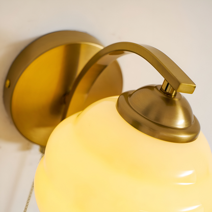 MilkyLume – Artistic Art Deco Style Wall Light in Milk Glass & Metal
