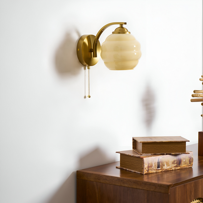 MilkyLume – Artistic Art Deco Style Wall Light in Milk Glass & Metal