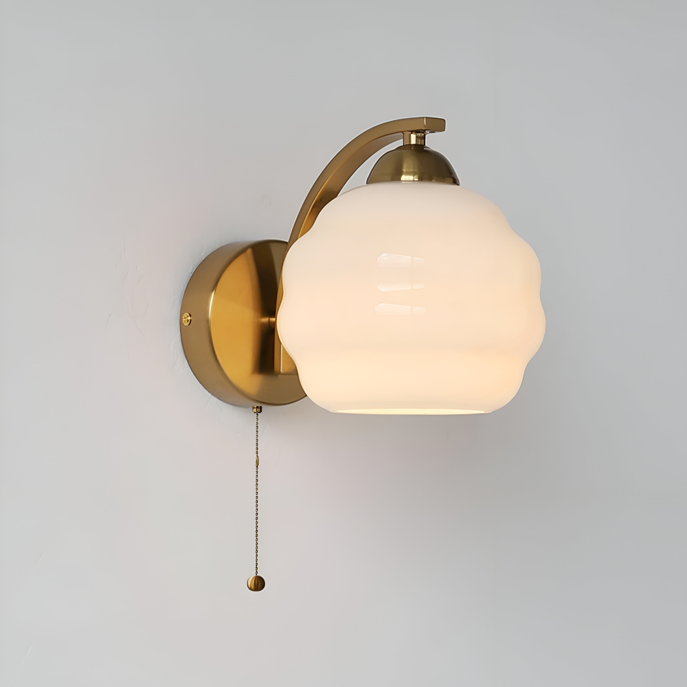 MilkyLume – Artistic Art Deco Style Wall Light in Milk Glass & Metal
