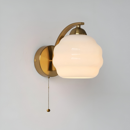 MilkyLume – Artistic Art Deco Style Wall Light in Milk Glass & Metal