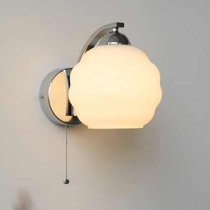 MilkyLume – Artistic Art Deco Style Wall Light in Milk Glass & Metal