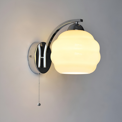 MilkyLume – Artistic Art Deco Style Wall Light in Milk Glass & Metal