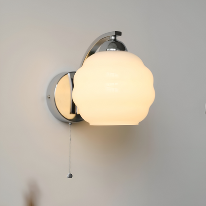 MilkyLume – Artistic Art Deco Style Wall Light in Milk Glass & Metal
