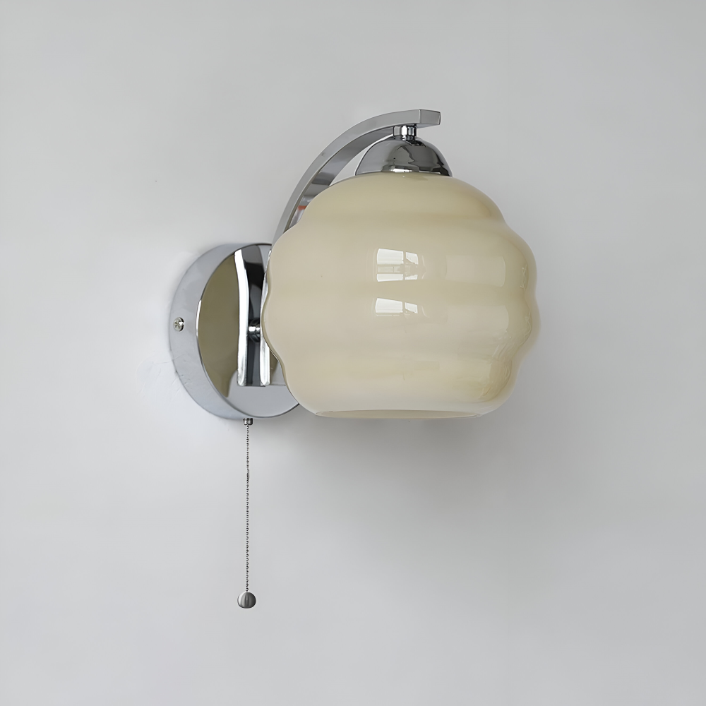 MilkyLume – Artistic Art Deco Style Wall Light in Milk Glass & Metal