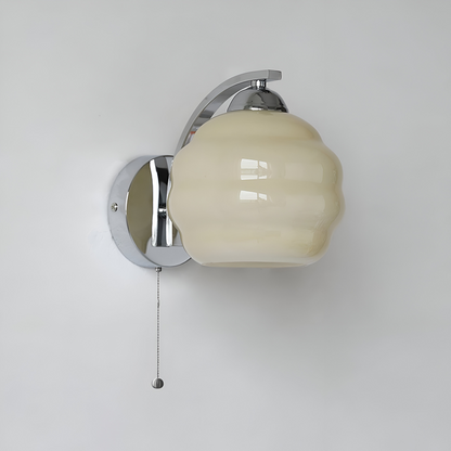 MilkyLume – Artistic Art Deco Style Wall Light in Milk Glass & Metal