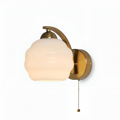 MilkyLume – Artistic Art Deco Style Wall Light in Milk Glass & Metal
