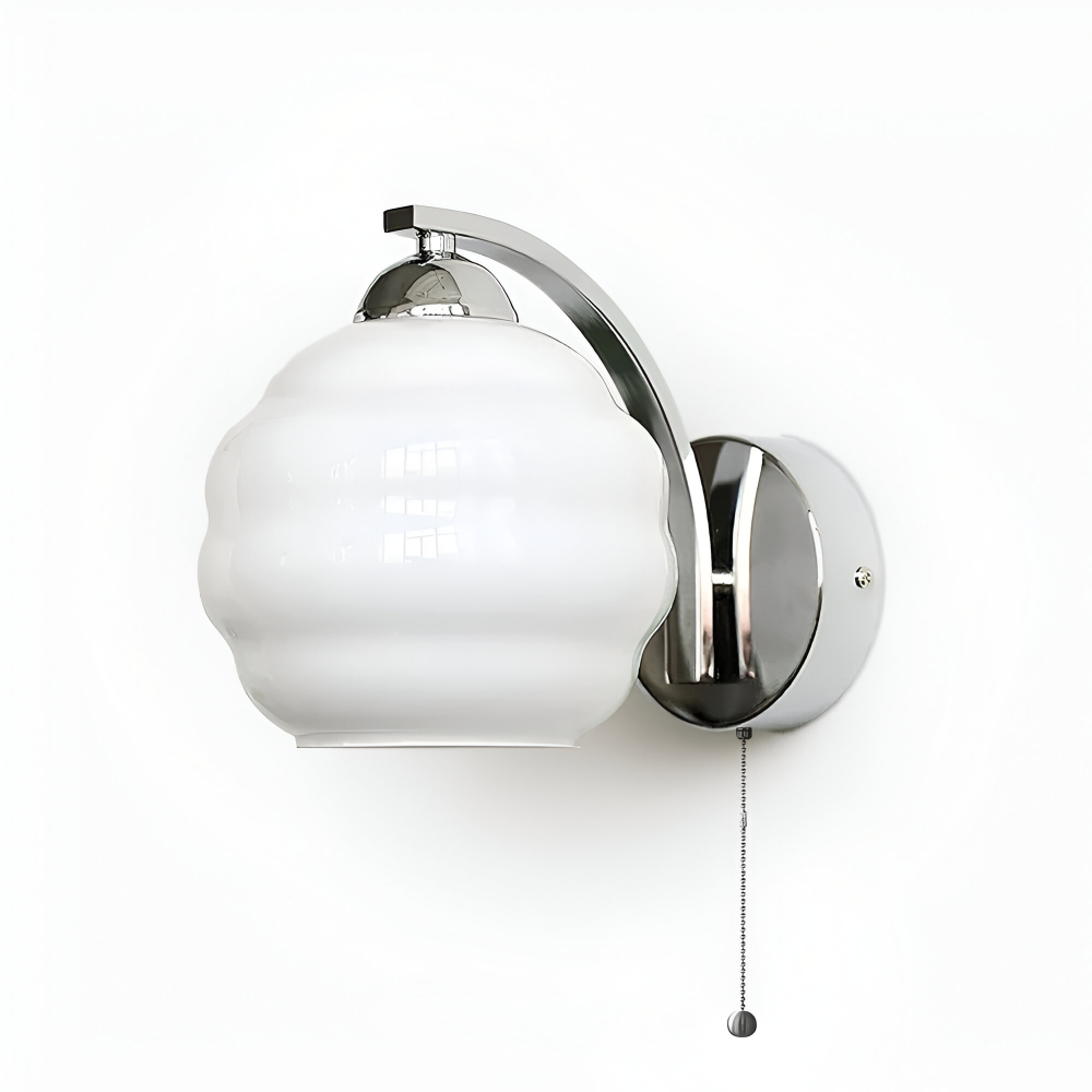 MilkyLume – Artistic Art Deco Style Wall Light in Milk Glass & Metal