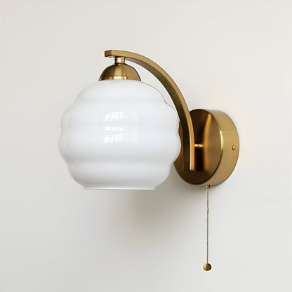 MilkyLume – Artistic Art Deco Style Wall Light in Milk Glass & Metal