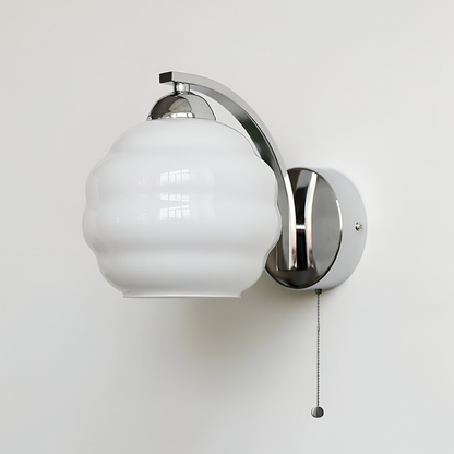 MilkyLume – Artistic Art Deco Style Wall Light in Milk Glass & Metal