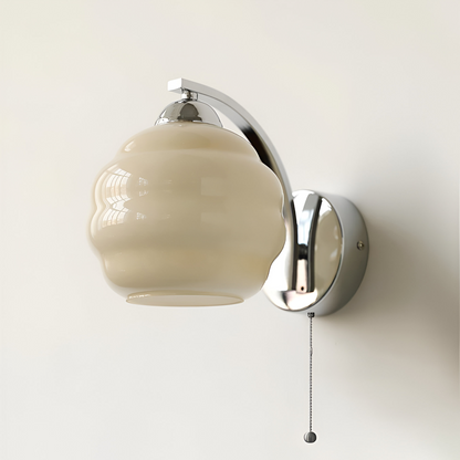 MilkyLume – Artistic Art Deco Style Wall Light in Milk Glass & Metal