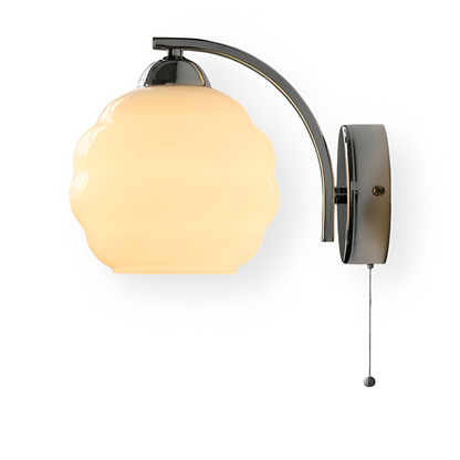 MilkyLume – Artistic Art Deco Style Wall Light in Milk Glass & Metal