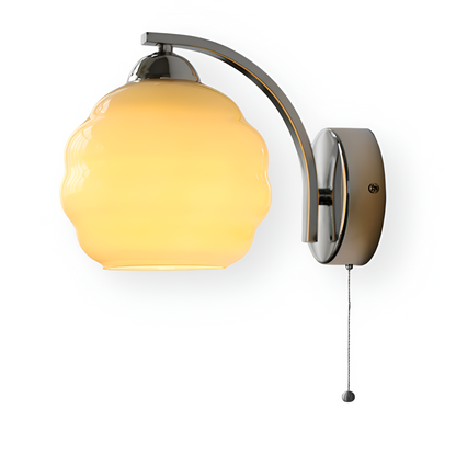 MilkyLume – Artistic Art Deco Style Wall Light in Milk Glass & Metal
