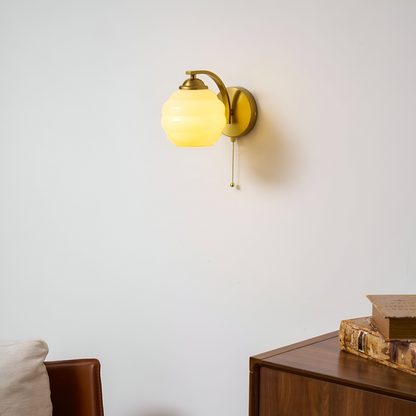 MilkyLume – Artistic Art Deco Style Wall Light in Milk Glass & Metal
