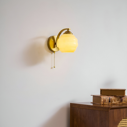 MilkyLume – Artistic Art Deco Style Wall Light in Milk Glass & Metal