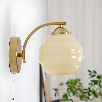 MilkyLume – Artistic Art Deco Style Wall Light in Milk Glass & Metal