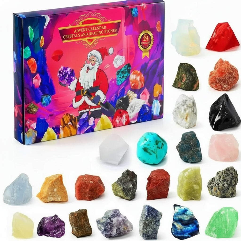 Lithora | Gemstone Advent Calendar with 24 Natural Stones Behind Every Door