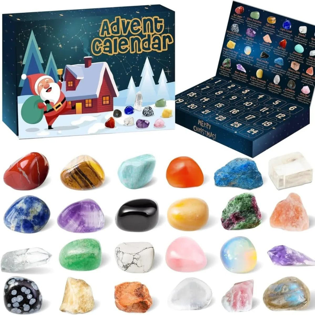 Lithora | Gemstone Advent Calendar with 24 Natural Stones Behind Every Door