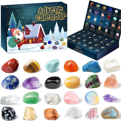 Lithora | Gemstone Advent Calendar with 24 Natural Stones Behind Every Door