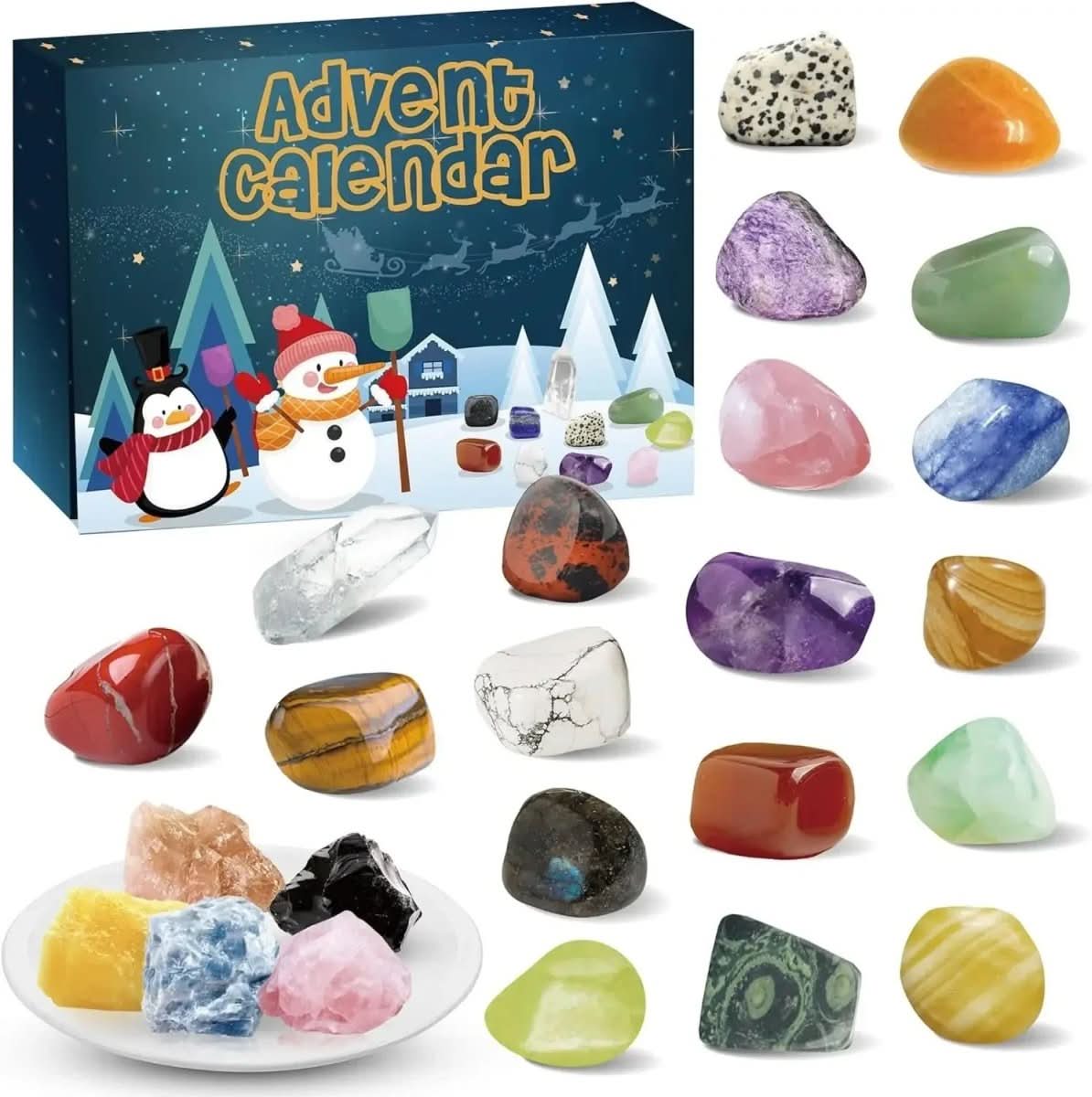 Lithora | Gemstone Advent Calendar with 24 Natural Stones Behind Every Door