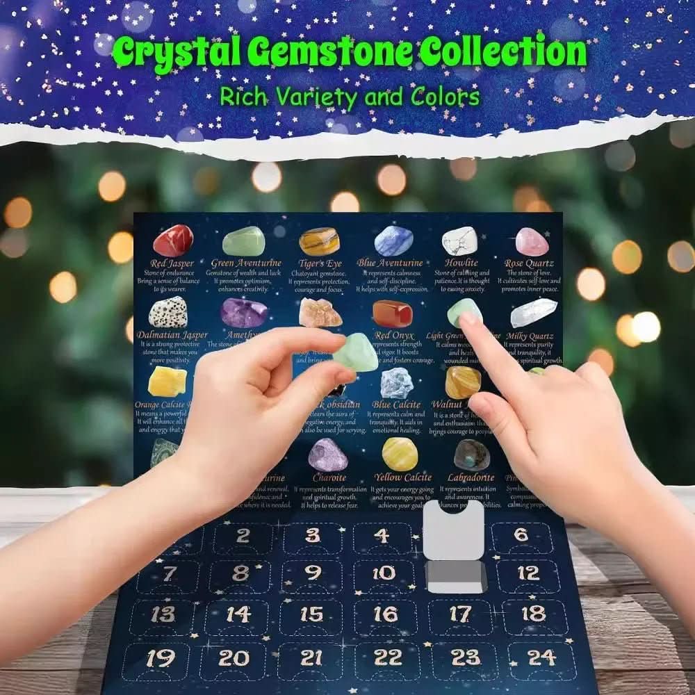 Lithora | Gemstone Advent Calendar with 24 Natural Stones Behind Every Door