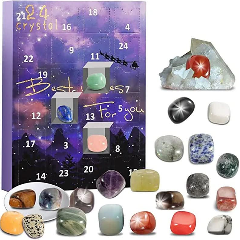 Lithora | Gemstone Advent Calendar with 24 Natural Stones Behind Every Door