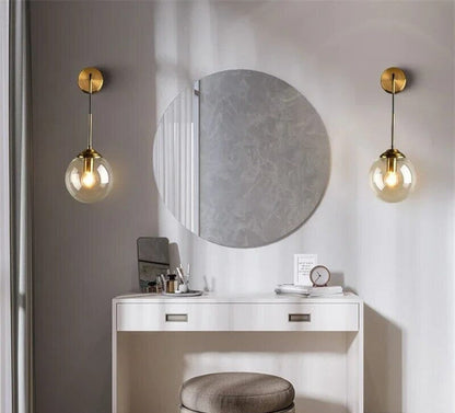 Lampada da parete in vetro a forma di sfera – Elegante lampada in vetro satinato con design moderno a sospensione