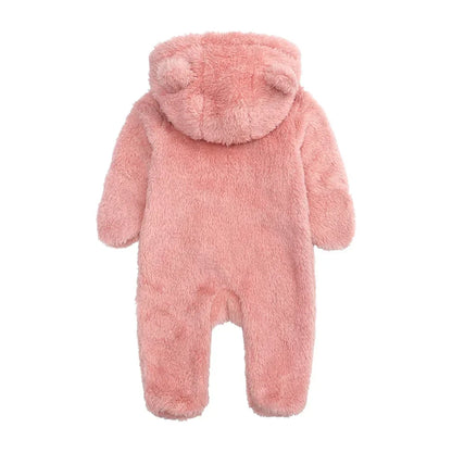 Tedmira | Tuta da neve per neonati in morbido peluche con cappuccio con orecchie da orso e cerniera