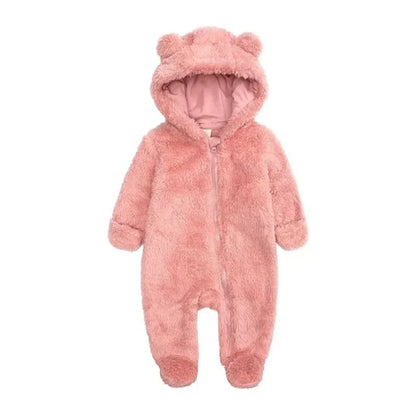 Tedmira | Tuta da neve per neonati in morbido peluche con cappuccio con orecchie da orso e cerniera