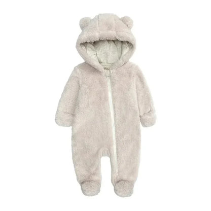 Tedmira | Tuta da neve per neonati in morbido peluche con cappuccio con orecchie da orso e cerniera