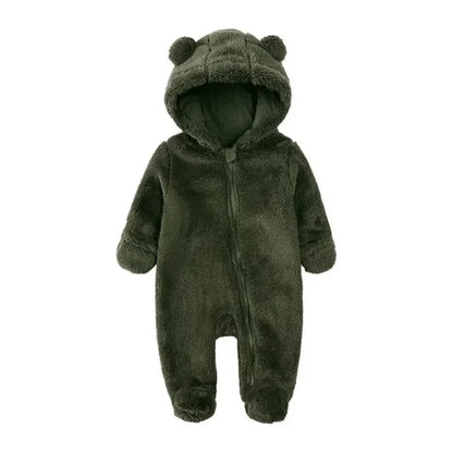 Tedmira | Tuta da neve per neonati in morbido peluche con cappuccio con orecchie da orso e cerniera