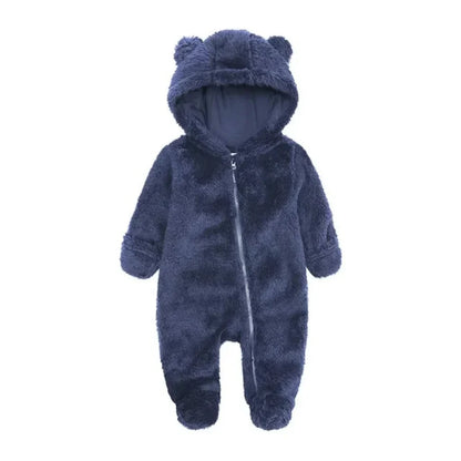 Tedmira | Tuta da neve per neonati in morbido peluche con cappuccio con orecchie da orso e cerniera
