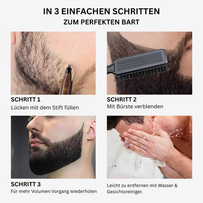 Bartelo | Bartfüllstift Set mit Bürste und Konturschablone für Herren