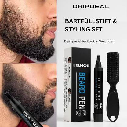 Bartelo | Bartfüllstift Set mit Bürste und Konturschablone für Herren