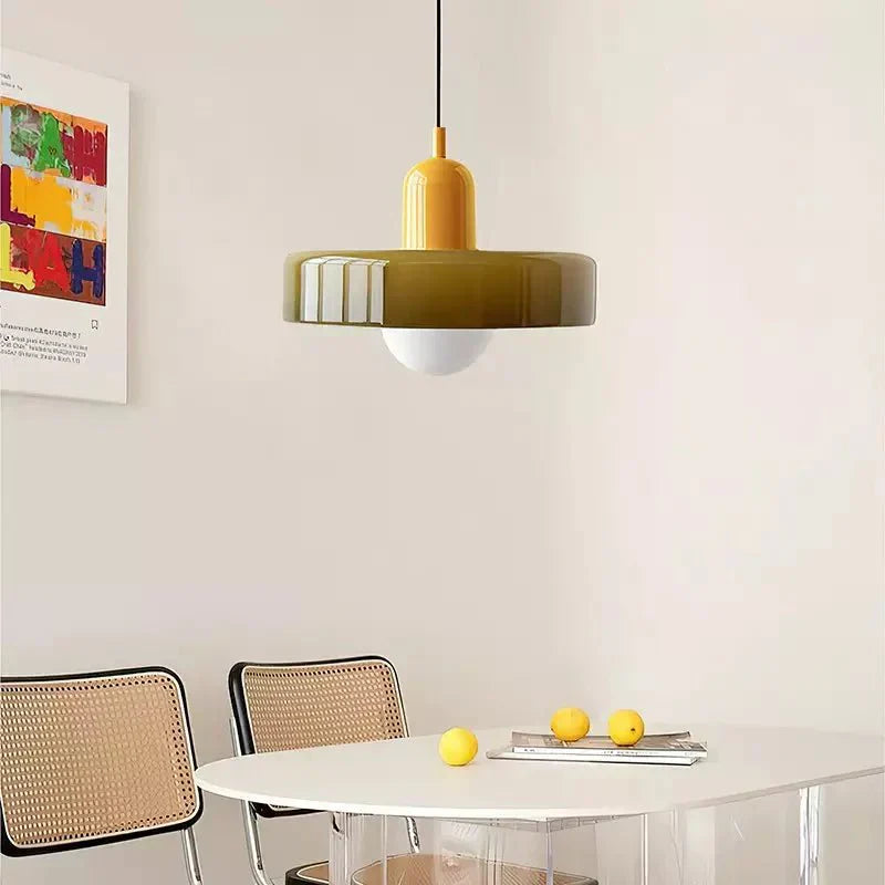 Lunari Halo | Lampada a sospensione in vetro colorato in stile Bauhaus