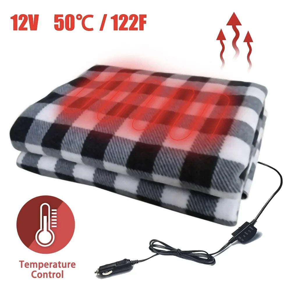 Fleecora | Coperta elettrica per auto 12V in morbido pile, circa 110 x 150 cm