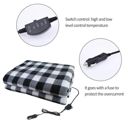 Fleecora | Coperta elettrica per auto 12V in morbido pile, circa 110 x 150 cm
