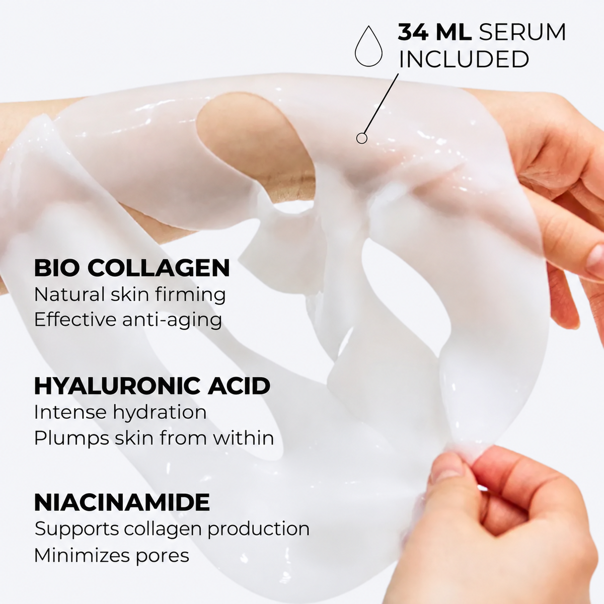 Maskelia | Maschera viso al collagene con acido ialuronico e niacinamide, 34 ml