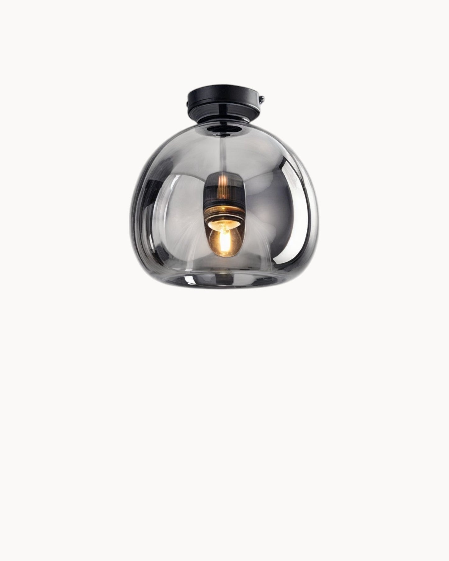 Lampada da soffitto moderna – Vetro grigio fumo / cognac | Illuminazione LED integrata