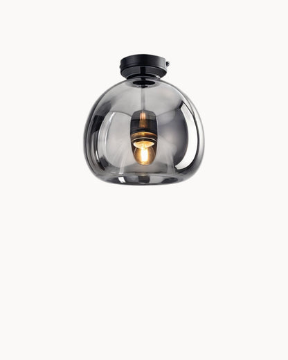 Lampada da soffitto moderna – Vetro grigio fumo / cognac | Illuminazione LED integrata