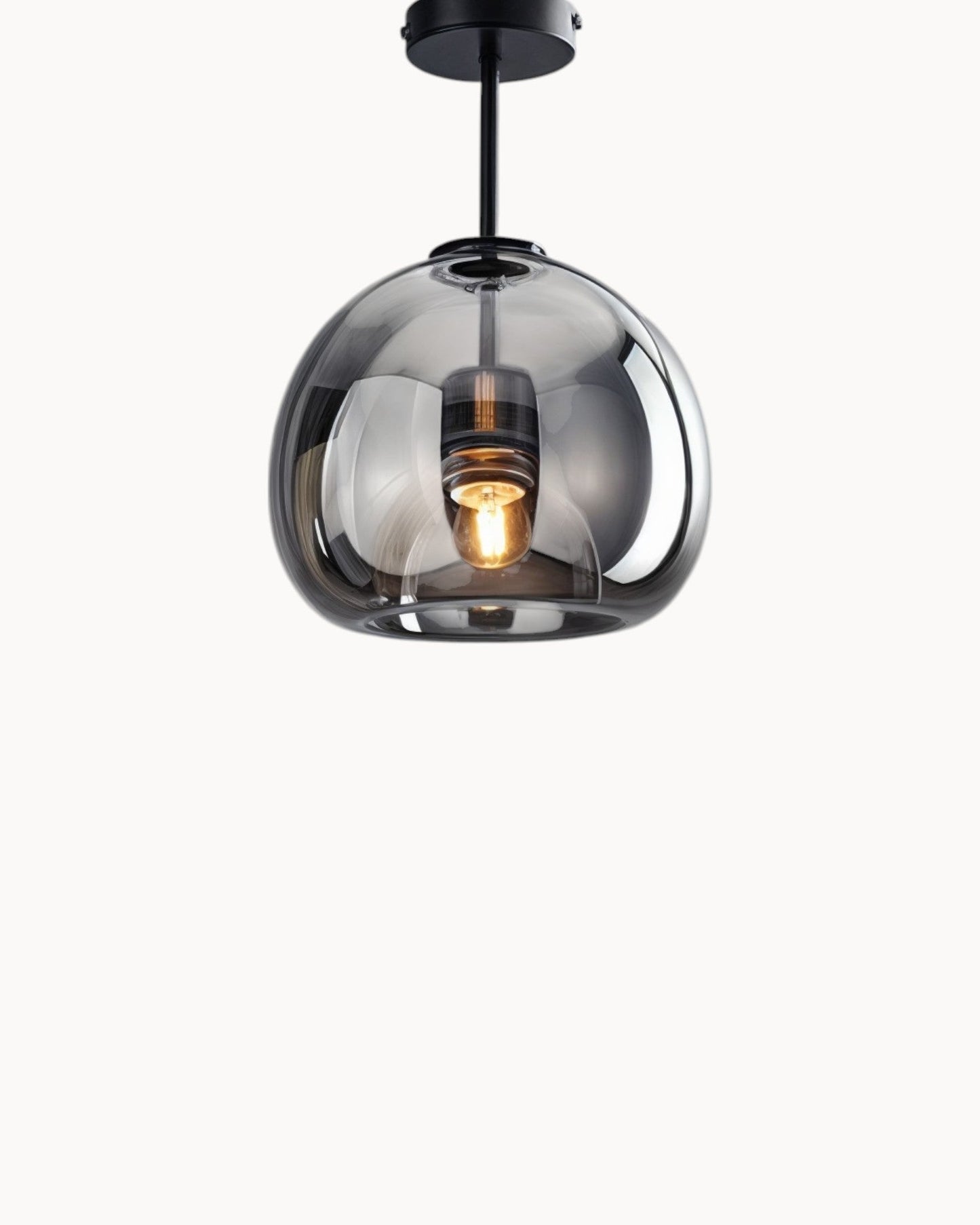Lampada da soffitto moderna – Vetro grigio fumo / cognac | Illuminazione LED integrata