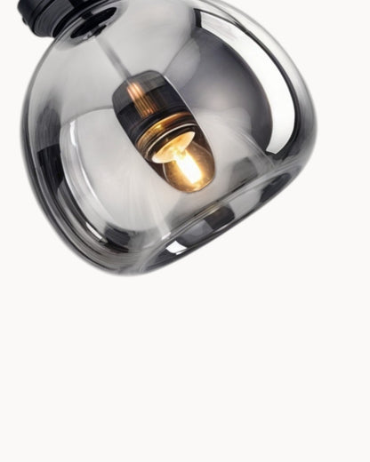 Lampada da soffitto moderna – Vetro grigio fumo / cognac | Illuminazione LED integrata