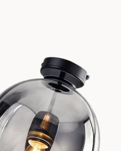 Lampada da soffitto moderna – Vetro grigio fumo / cognac | Illuminazione LED integrata