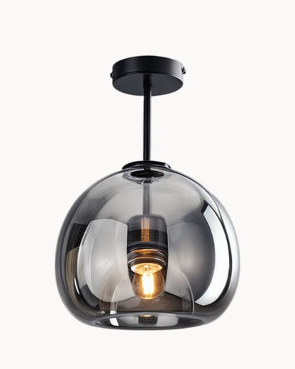 Lampada da soffitto moderna – Vetro grigio fumo / cognac | Illuminazione LED integrata