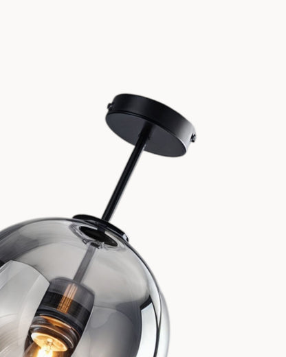 Lampada da soffitto moderna – Vetro grigio fumo / cognac | Illuminazione LED integrata