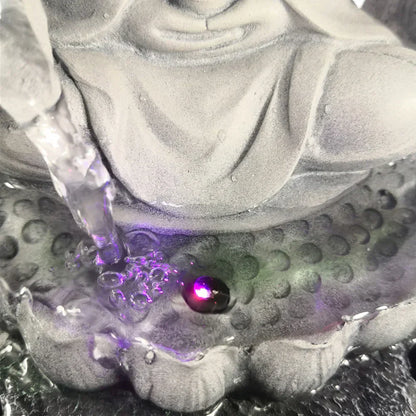 VividSerenity Brunnen | Fontaine de table Bouddha avec éclairage LED pour détente et décoration