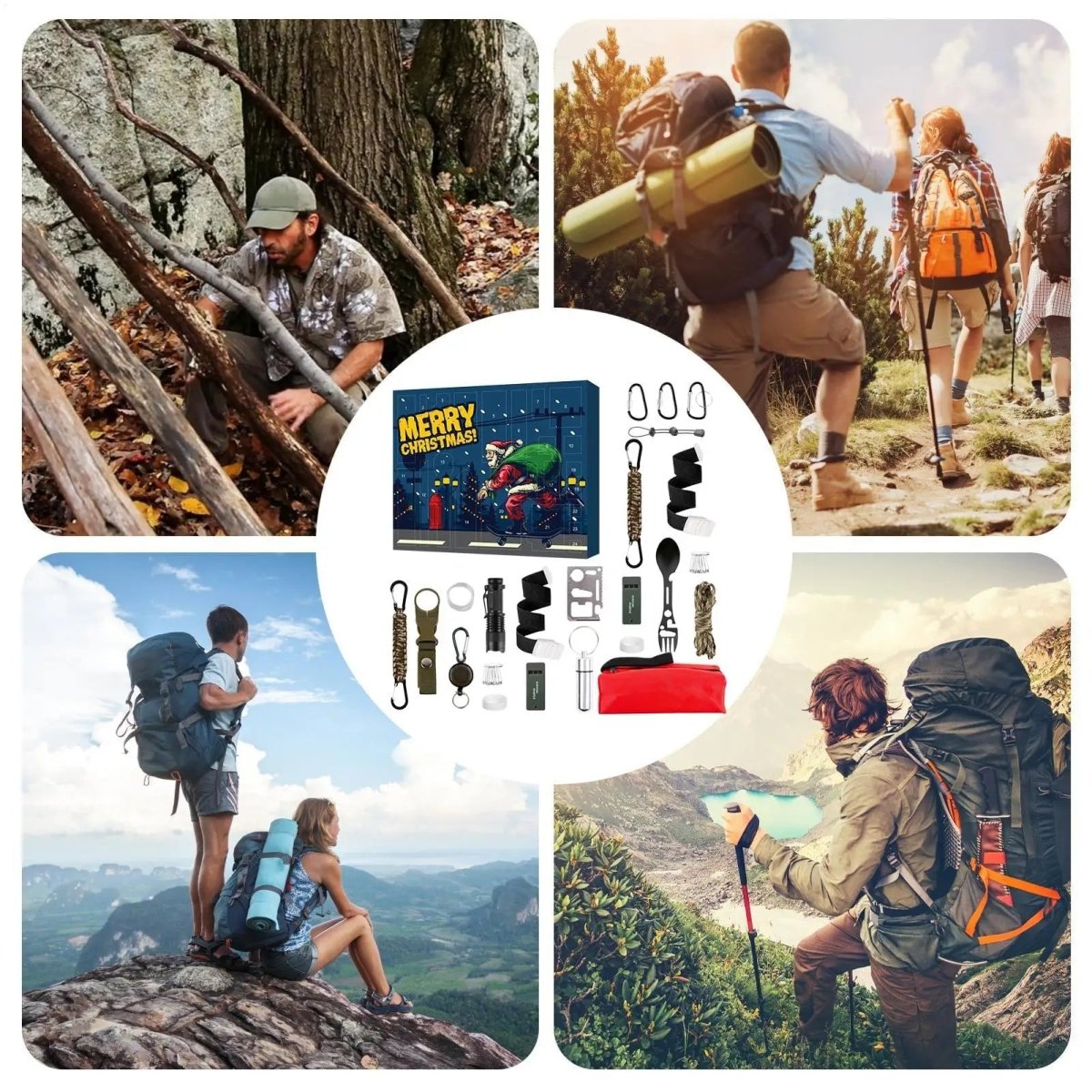Adventrail | Calendario dell'Avvento da outdoor con 24 gadget e utensili bushcraft