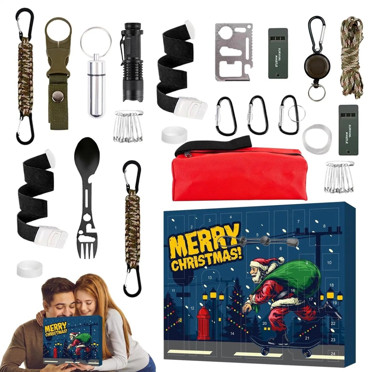 Adventrail | Calendario dell'Avvento da outdoor con 24 gadget e utensili bushcraft