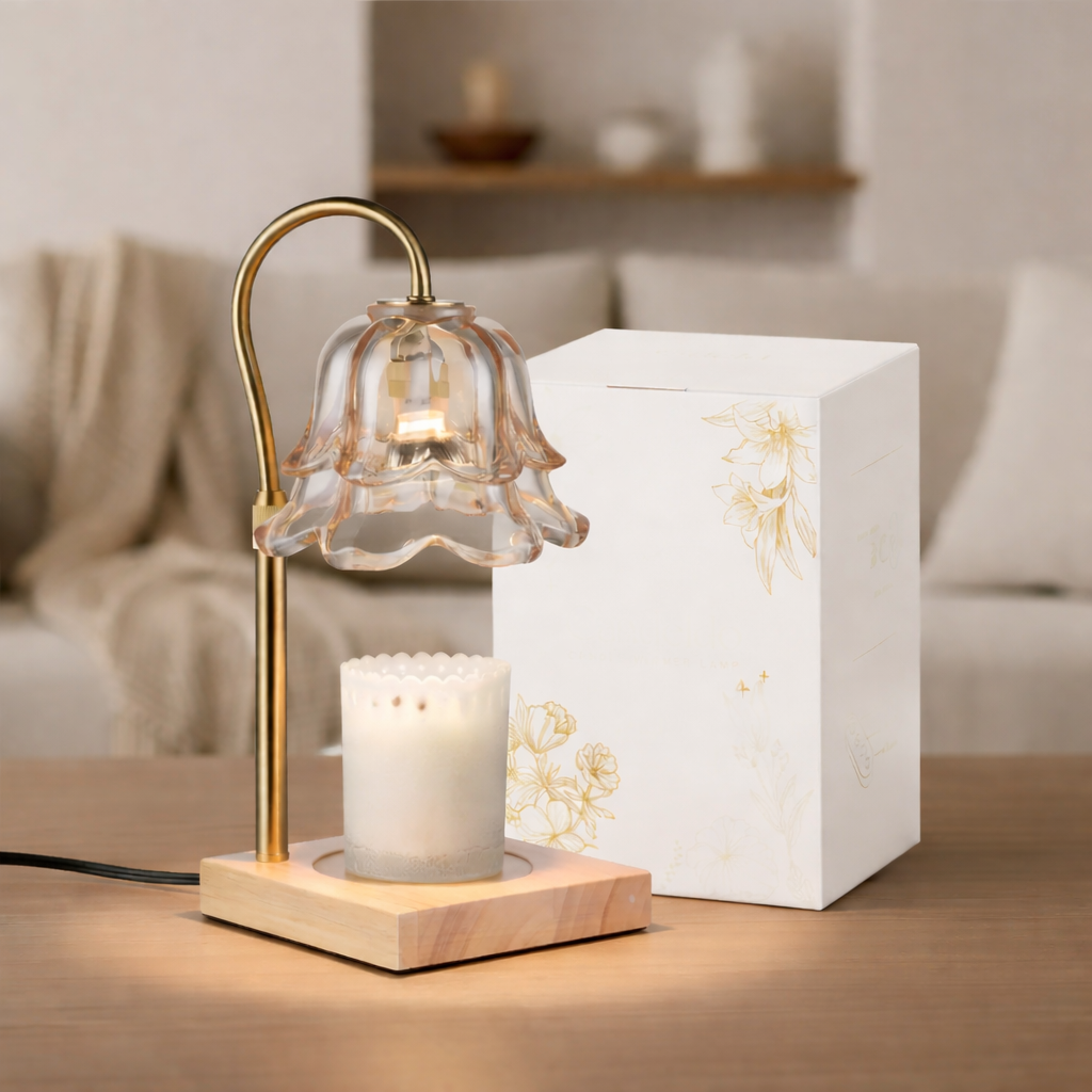 Ceralia | Kerzenwärmer Lampe mit Blütenglas, Timer und Dimmer